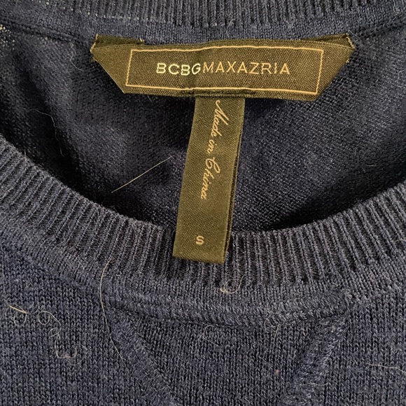 BCBG short sleeve knit round neck top cotton/wool blend royal blue size small - Picture 3 of 4